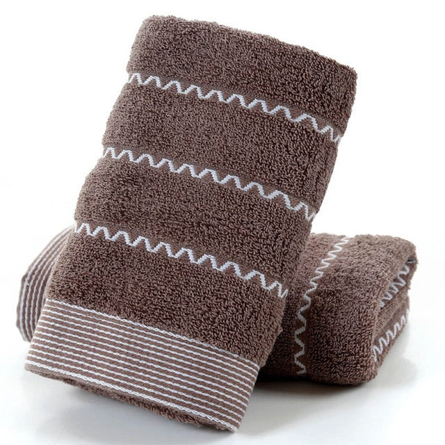 serviette de bain coton à rayures brun