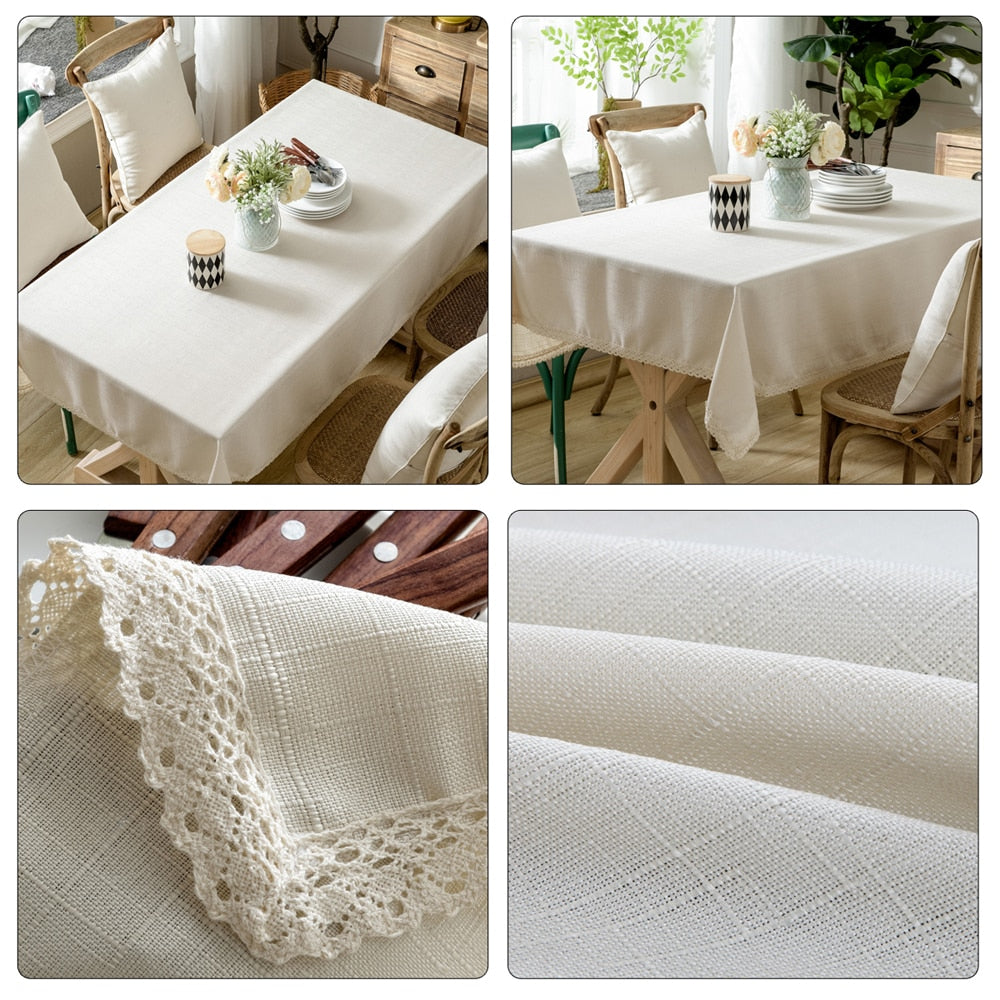 Nappe rectangulaire blanche en lin – Image 2