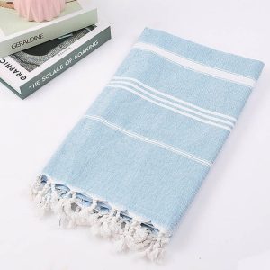 serviette de bain coton fouta bleu