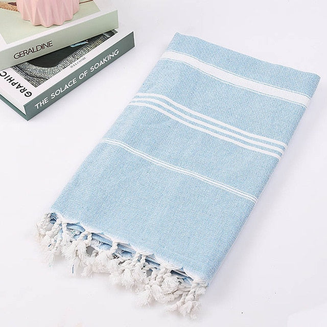 serviette de bain coton fouta bleu