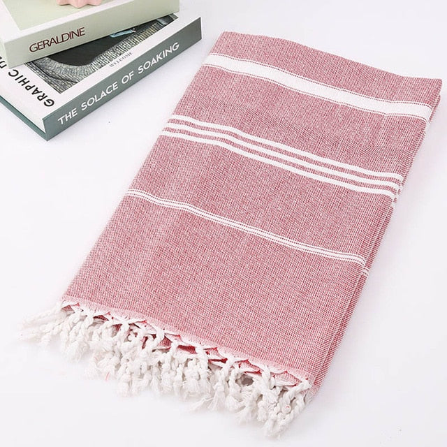 serviette de bain coton fouta rouge