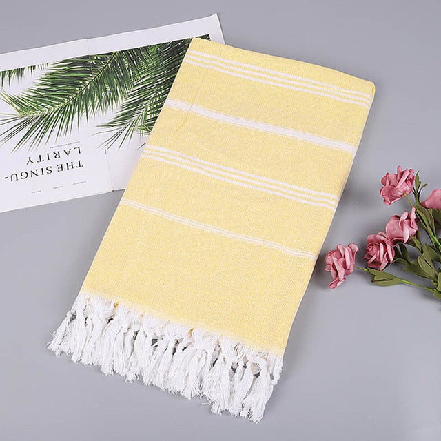 serviette de bain coton fouta jaune