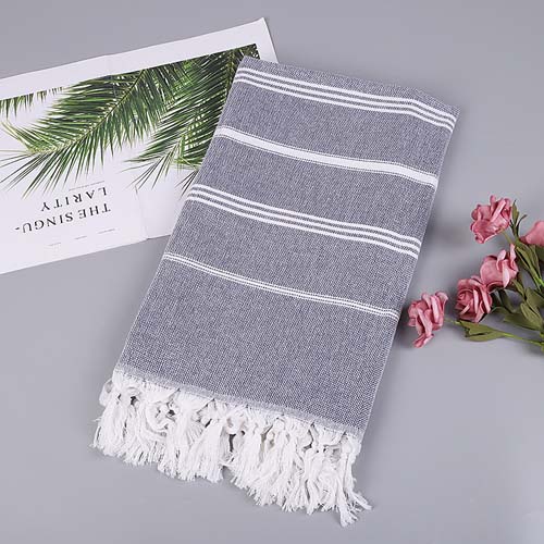 serviette de bain coton fouta bleu marine