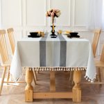 Nappe rectangulaire en lin gris