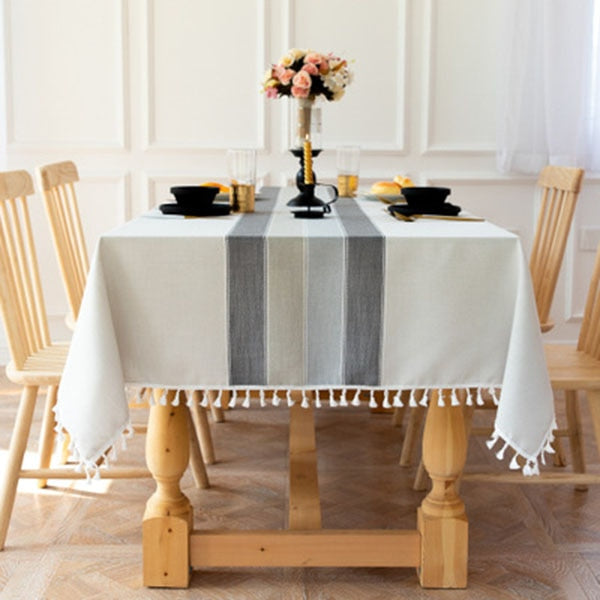 Nappe rectangulaire en lin gris
