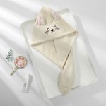 serviette de bain chat en microfibre beige