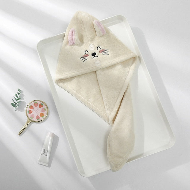 serviette de bain chat en microfibre beige