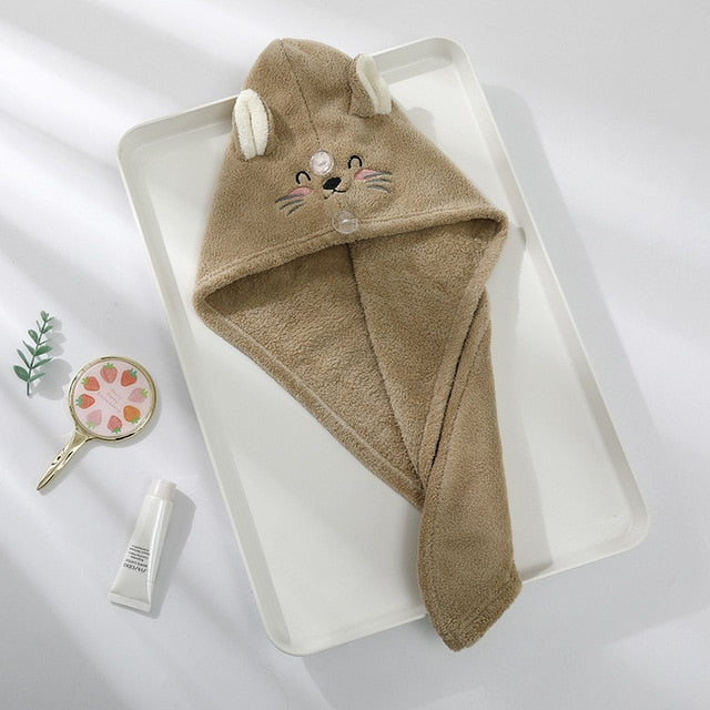 serviette de bain chat en microfibre marron