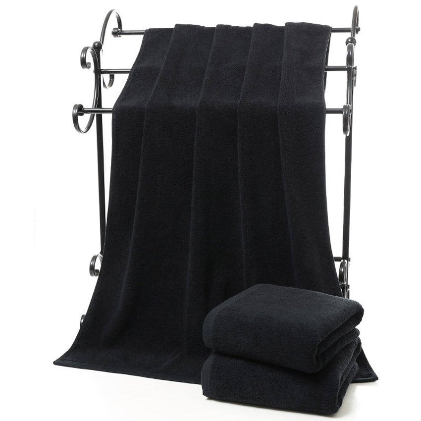 Linge de bain serviette noire en coton – Image 2