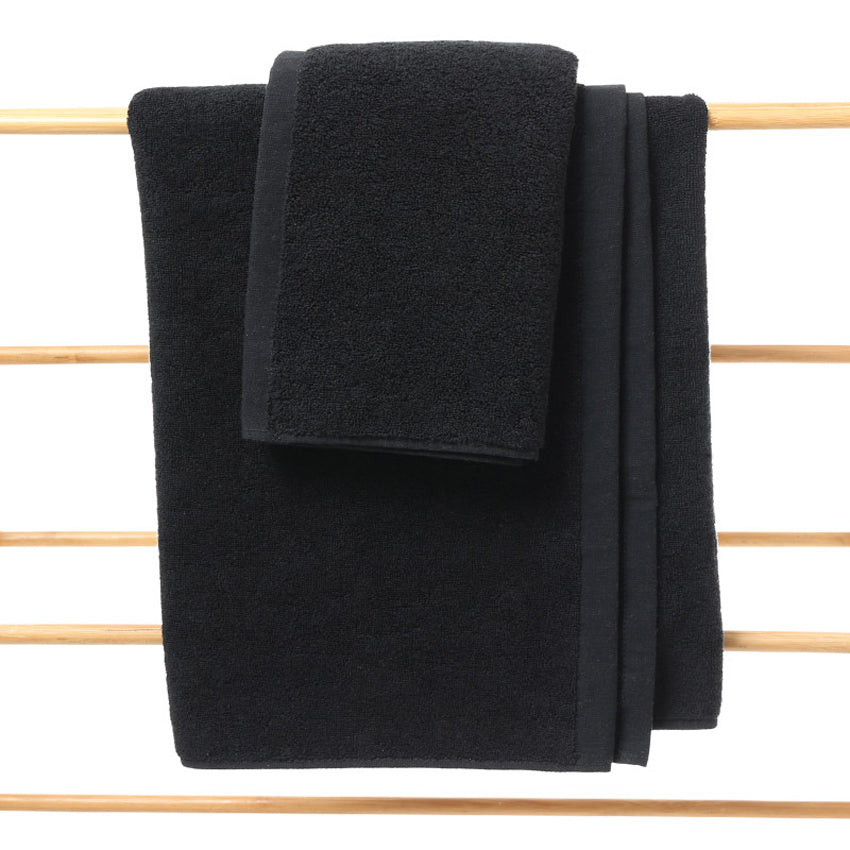 Linge de bain serviette noire en coton – Image 4