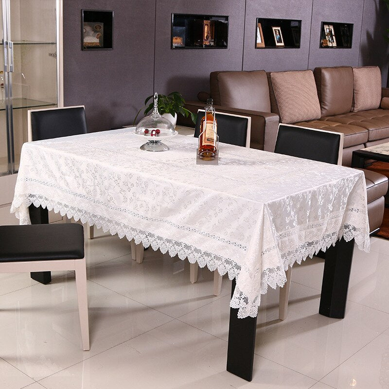 Nappe rectangulaire damassée blanche