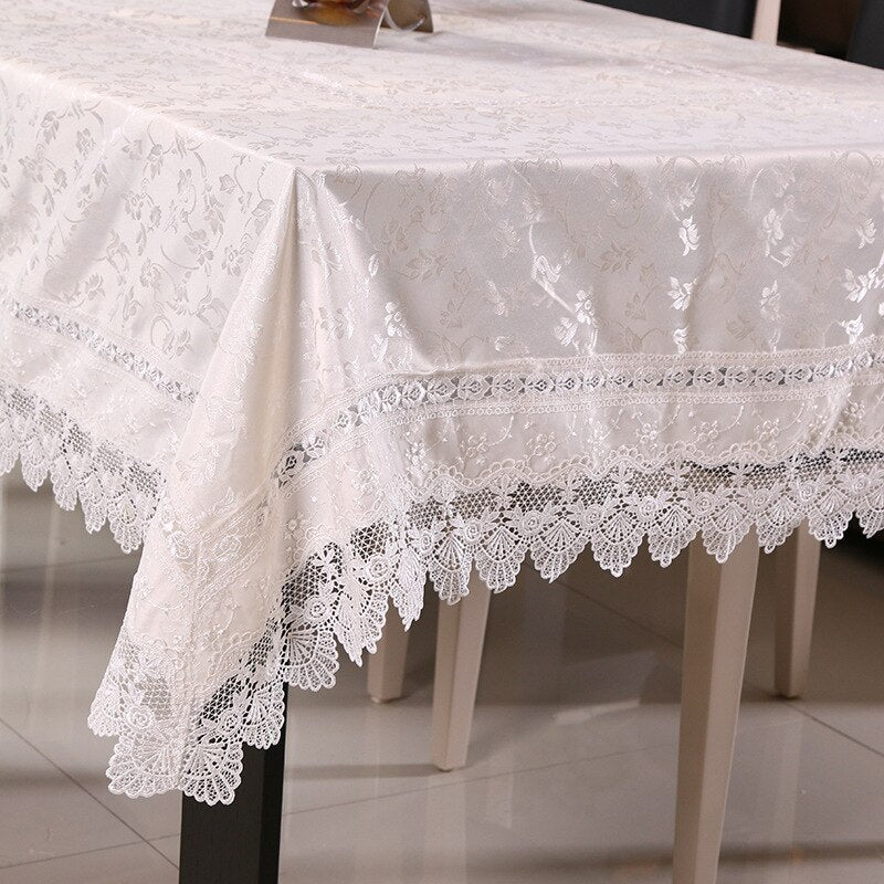 Nappe rectangulaire damassée blanche – Image 2