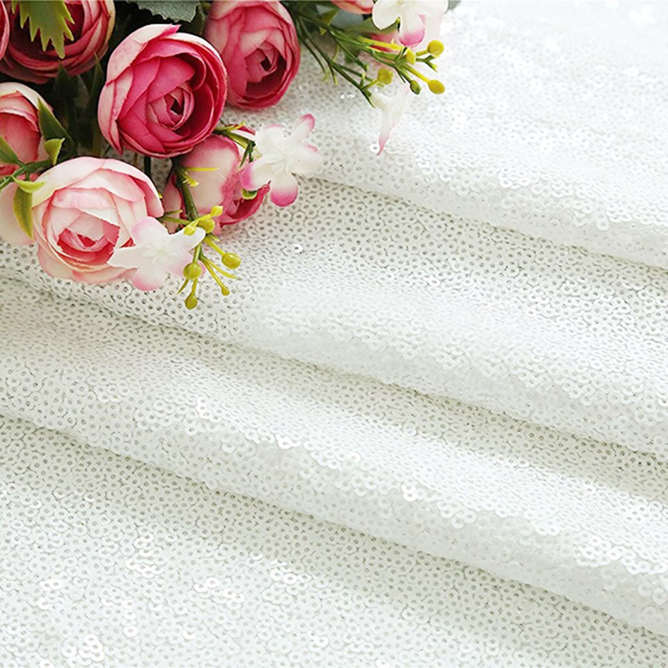 Nappe rectangulaire blanche pailletée – Image 2