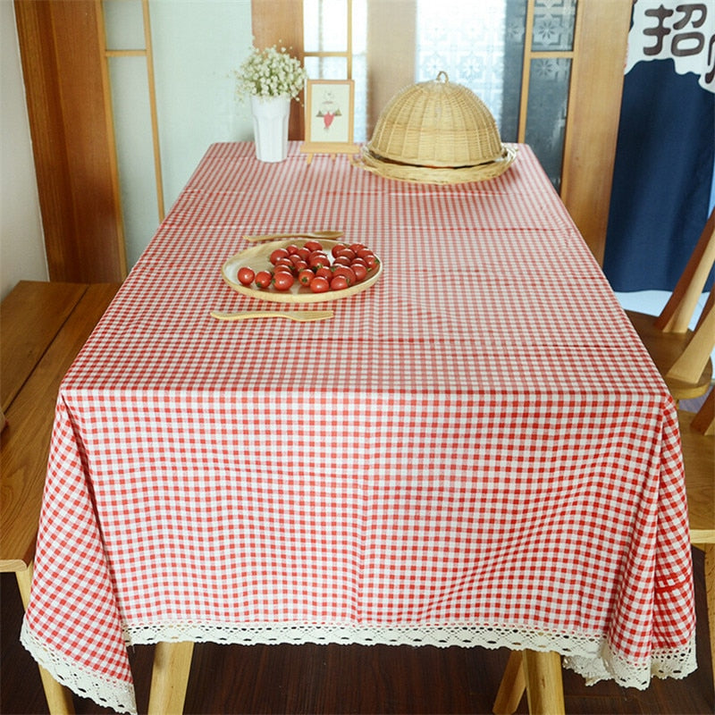 Nappe rectangulaire carreaux rouges et blancs