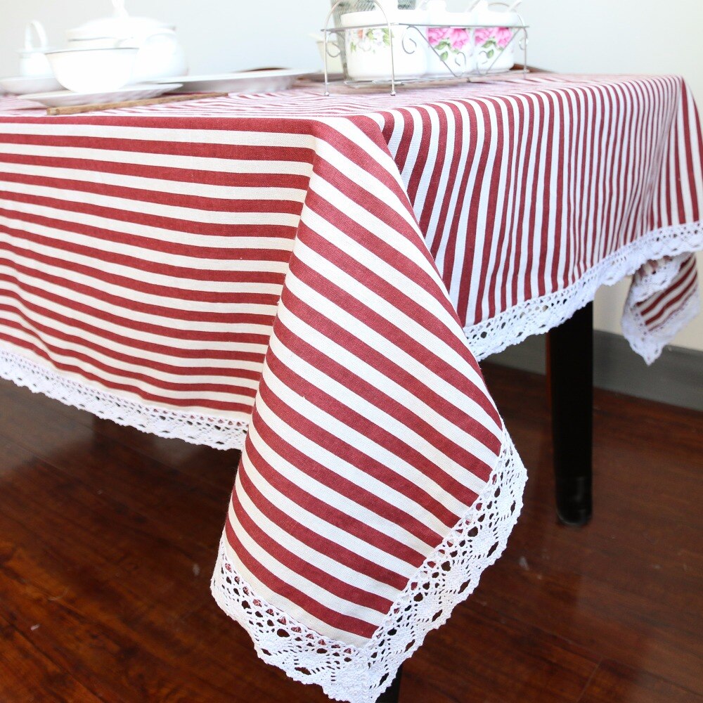 Nappe rectangulaire rayée rouge et blanche – Image 2
