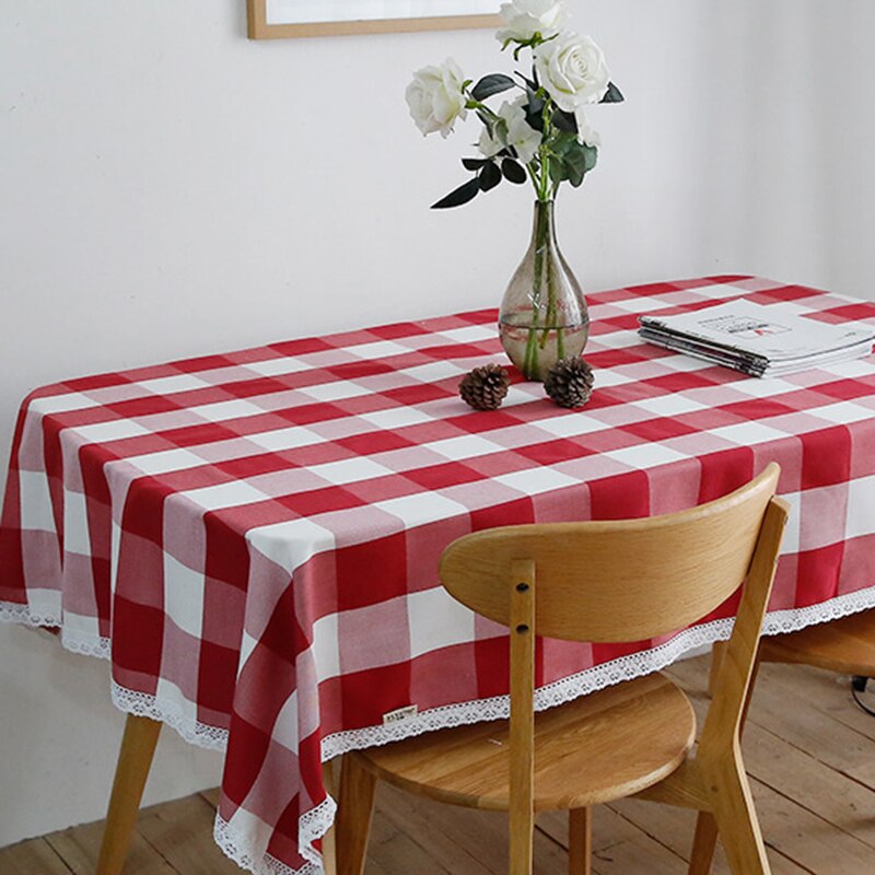 Nappe rectangulaire vichy rouge et blanc
