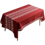 Nappe rectangulaire festive rouge et blanche