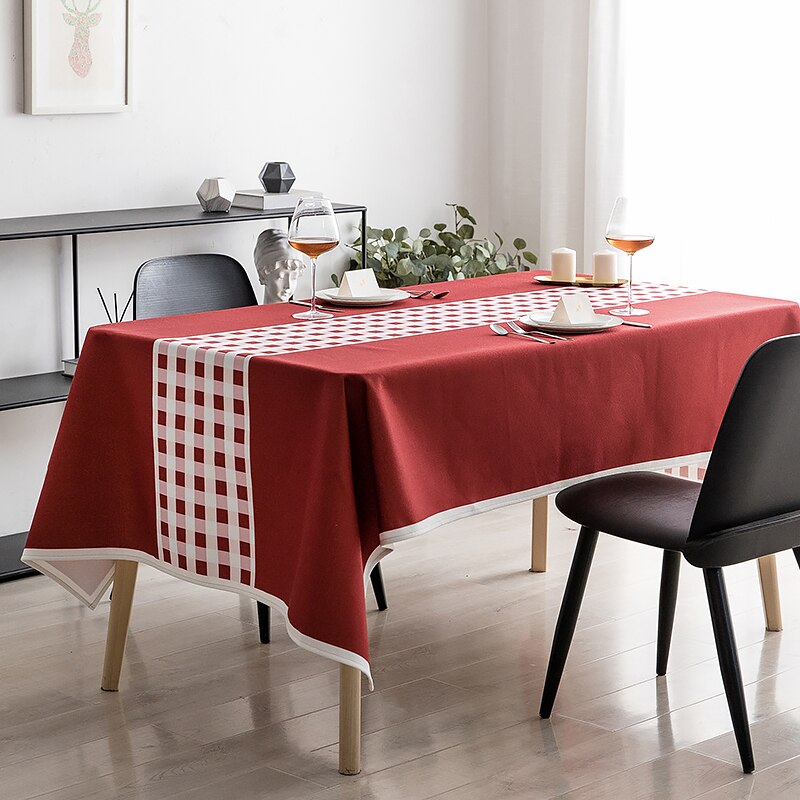 Nappe rectangulaire rouge et blanche