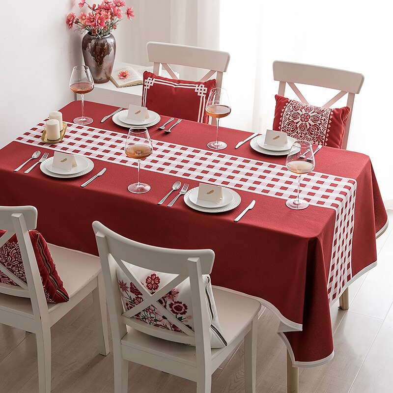 Nappe rectangulaire rouge et blanche – Image 2