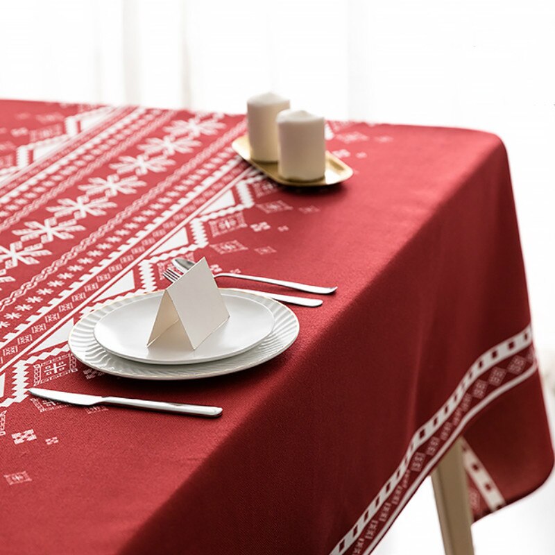 Nappe rectangulaire festive rouge et blanche – Image 3