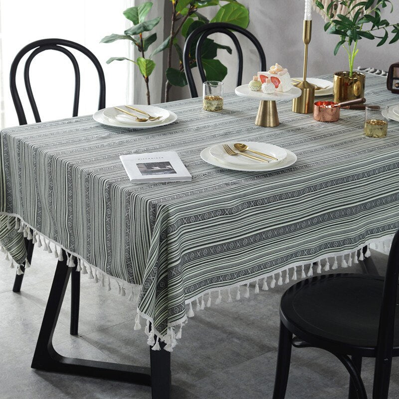 Nappe rectangulaire verte et grise – Image 3