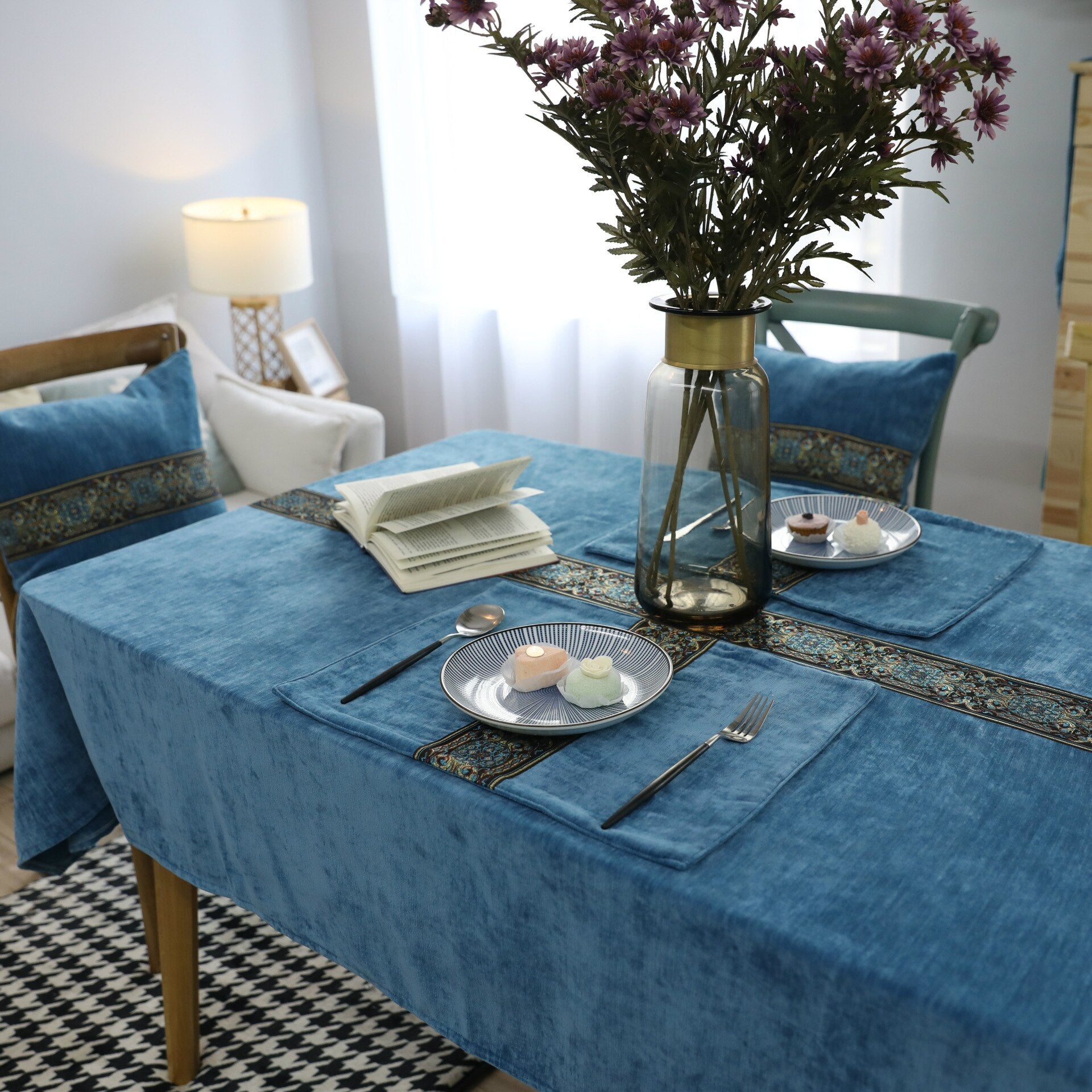 Nappe rectangulaire bleu ciel