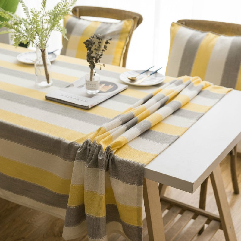 Nappe rectangulaire jaune et grise