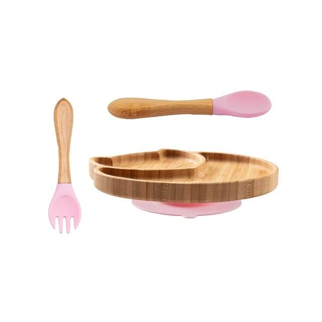 Assiette bambou bébé fille couleur rose