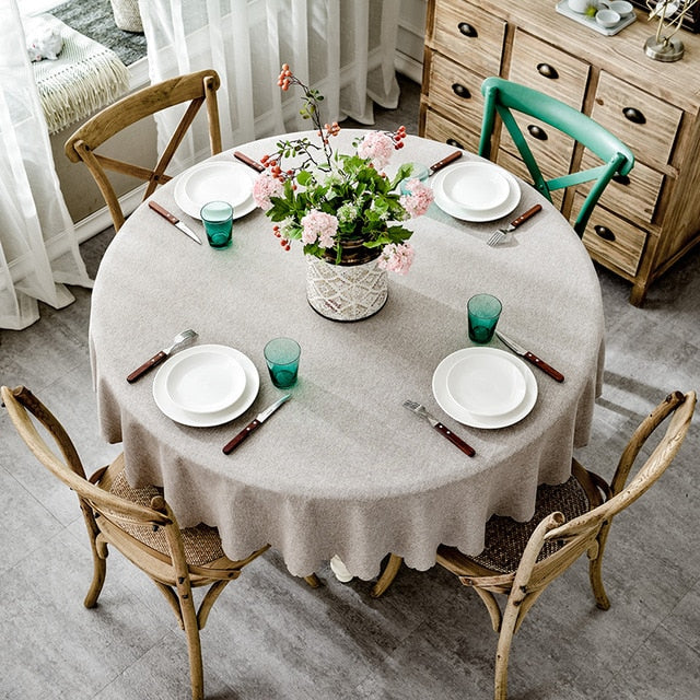 Nappe ronde en lin beige