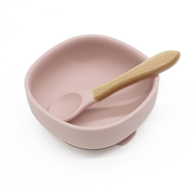 Bol ventouse bébé couleur beige avec cuillère