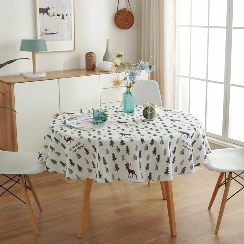 Nappe ronde Noël sapin vert