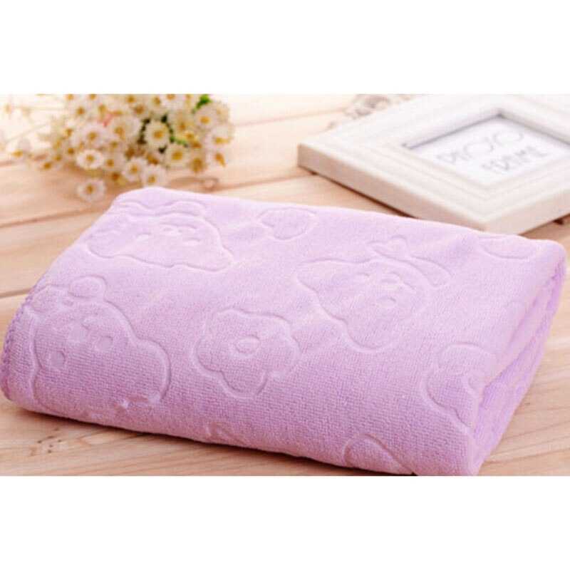 Serviette de bain microfibre ourson violet
