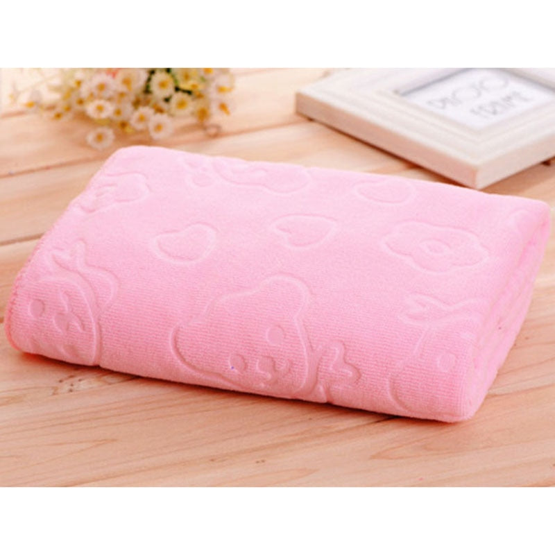 Serviette de bain microfibre ourson rose