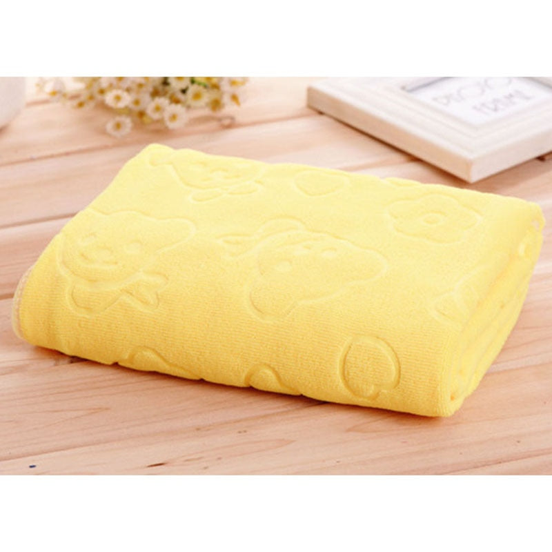 Serviette de bain microfibre ourson jaune