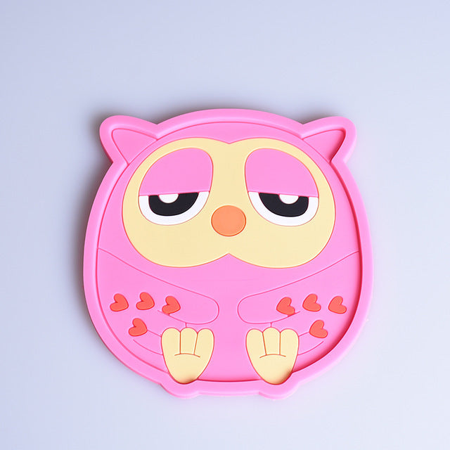 Dessous de verre hibou rose