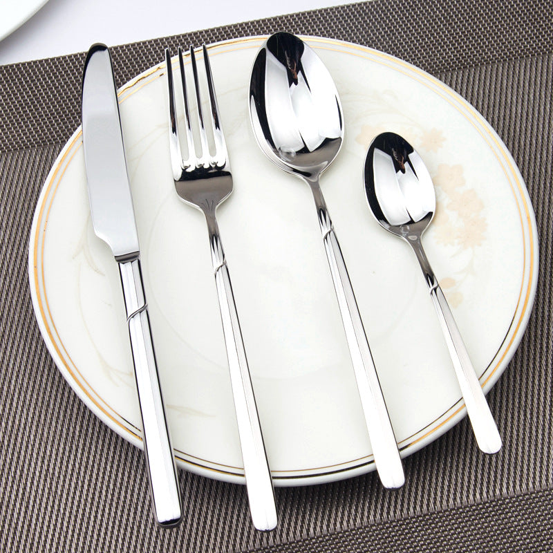 Vaisselle couverts LUNA effet miroir argentés en inox 24 pièces – Image 5