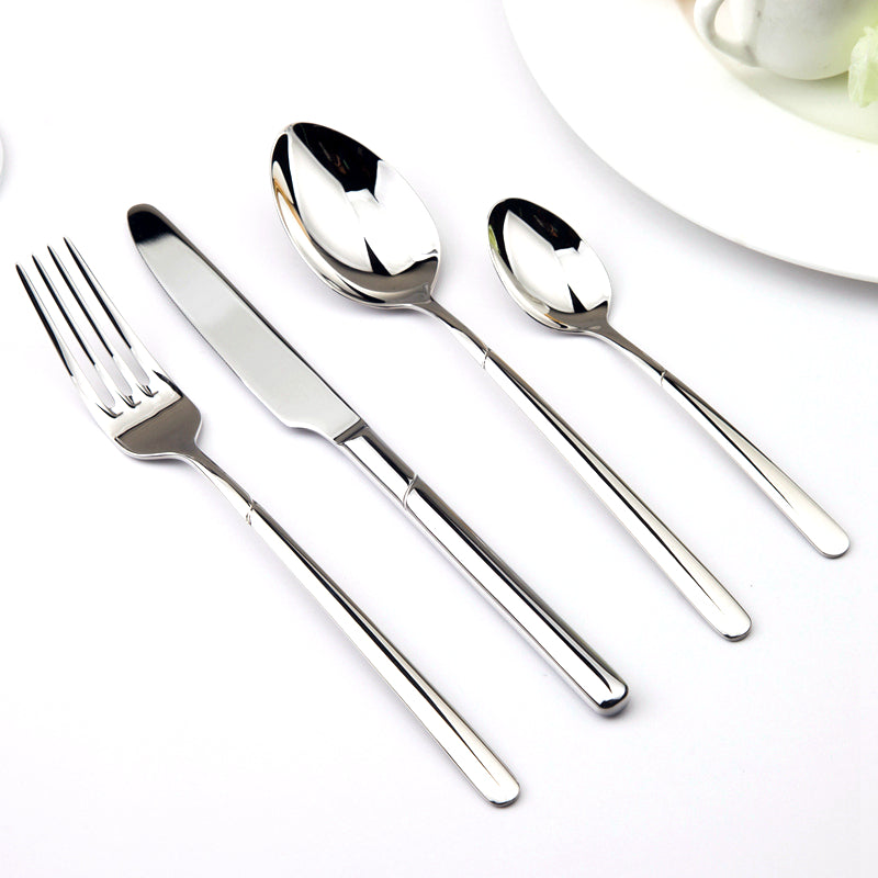 Vaisselle couverts LUNA effet miroir argentés en inox 24 pièces – Image 2