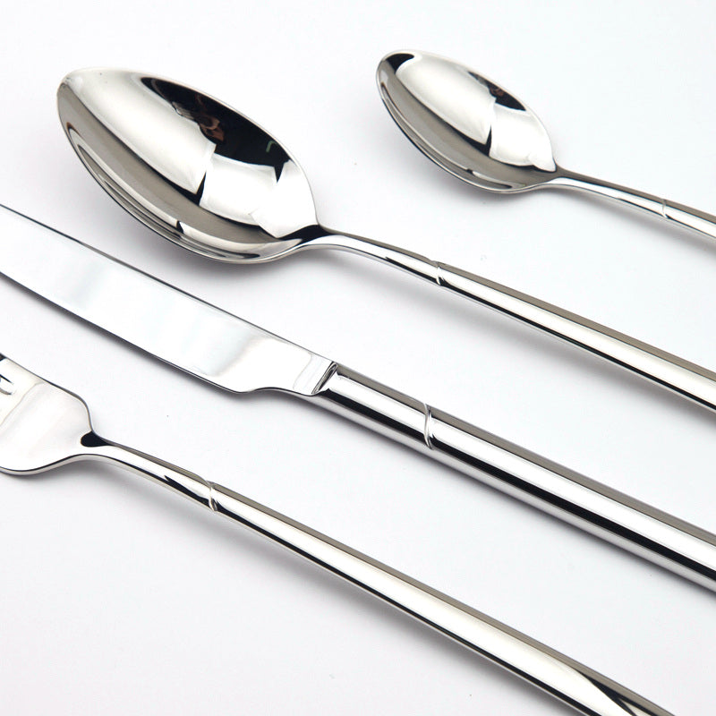 Vaisselle couverts LUNA effet miroir argentés en inox 24 pièces – Image 6