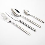 Vaisselle couverts LUNA effet miroir argentés en inox 24 pièces