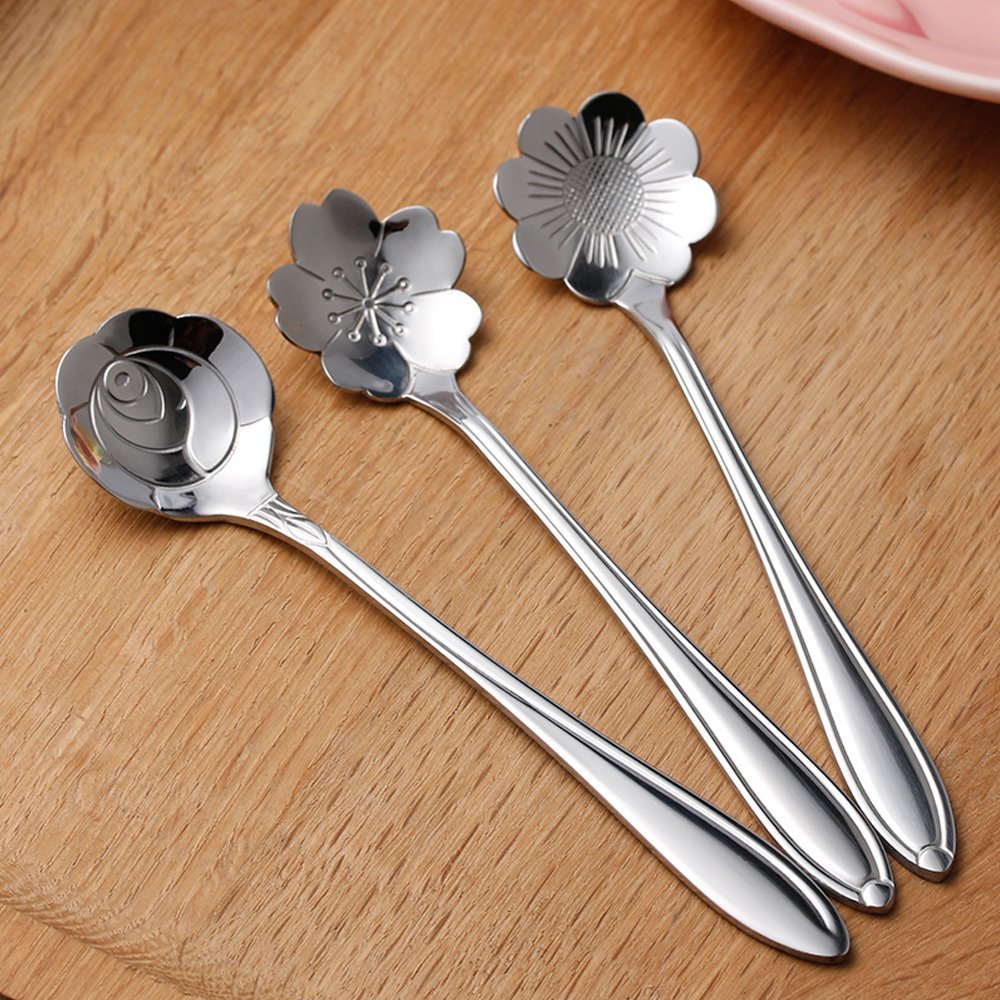 Vaisselle - Ensemble de 8 cuillères florales pour café et thé