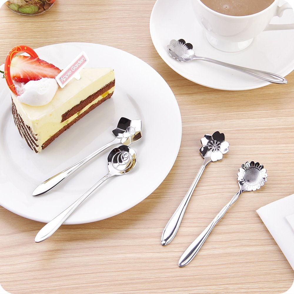 Vaisselle - Ensemble de 8 cuillères florales pour café et thé – Image 4