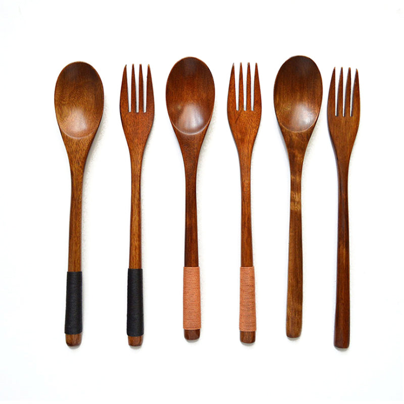 Vaisselle - Ensemble fourchette et cuillère en bois style japonais – Image 4