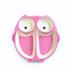 Assiette fibre de bambou Hibou Rose