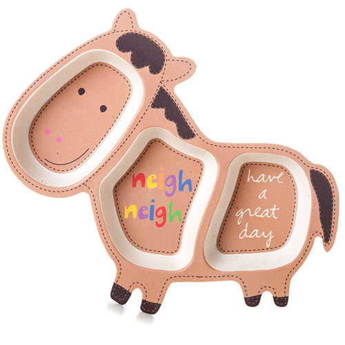 Assiette fibre de bambou Cheval Marron