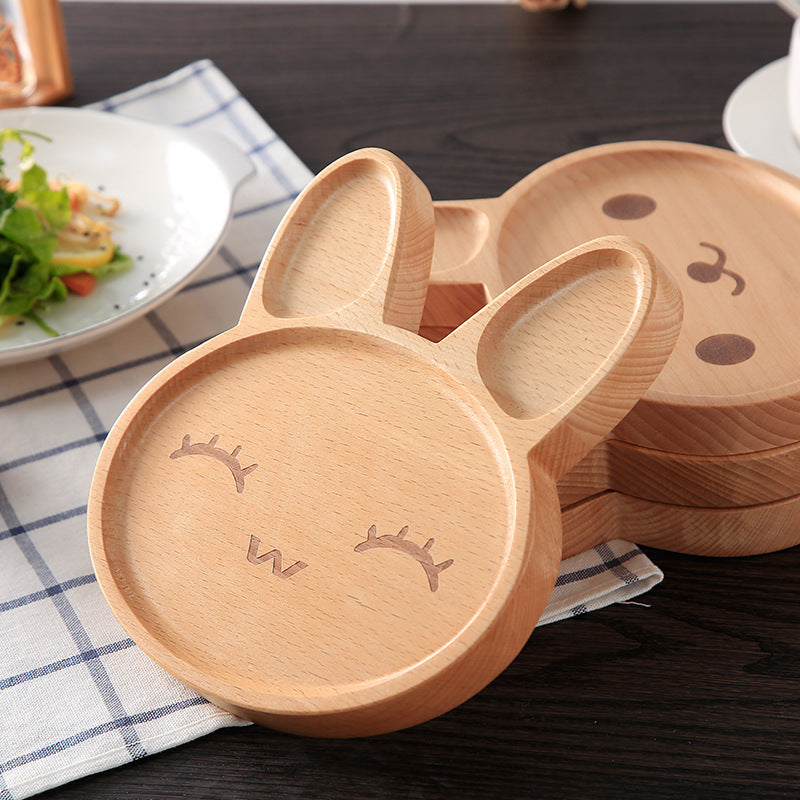 Vaisselle plateau bébé bois motif lapin – Image 5