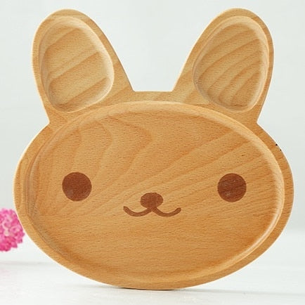 Plateau repas bébé en bois - modèle lapin mignon