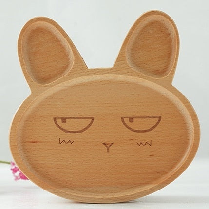 Plateau en bois repas bébé - modèle lapin bizarre