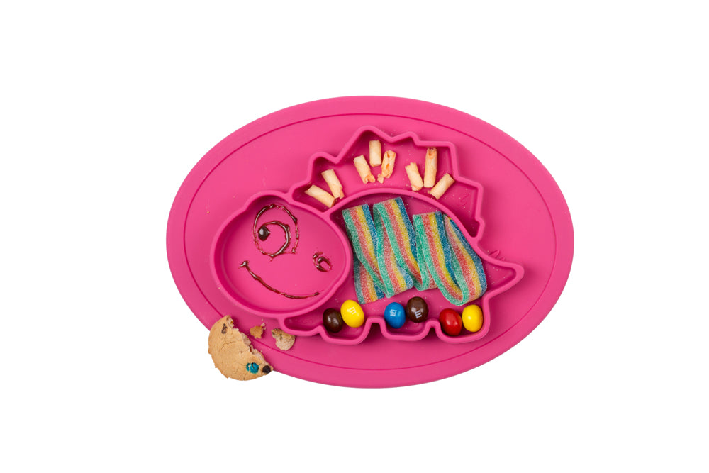 Plateau repas thème dinosaure - couleur rose