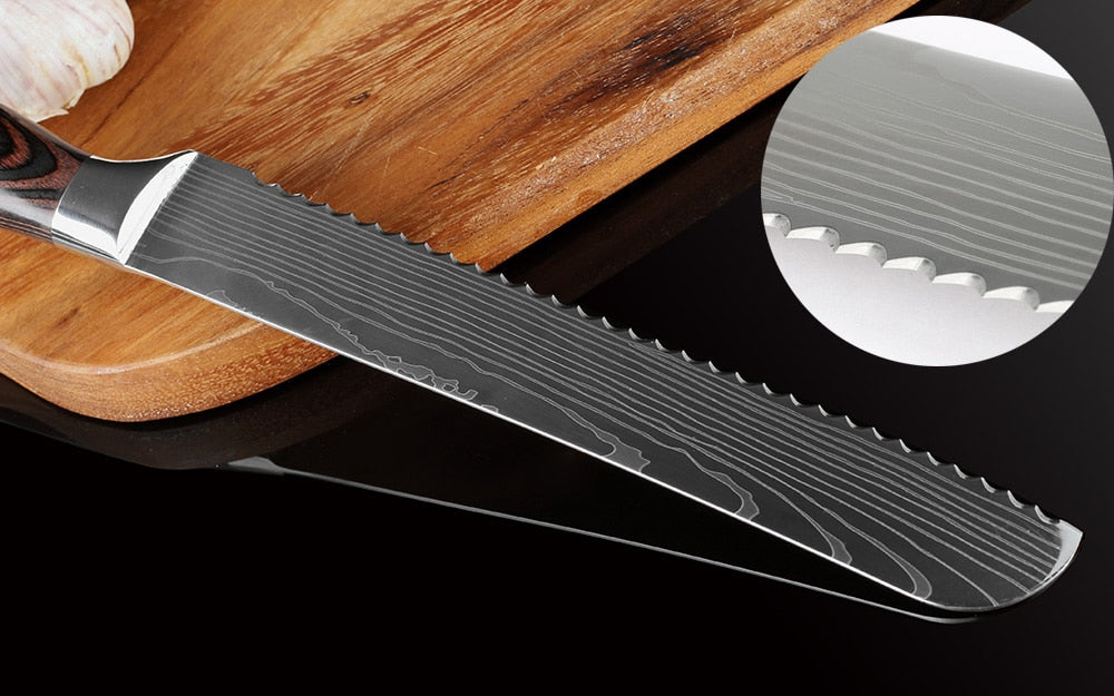 Vaisselle couteau professionnel pour pain - Lame en damas – Image 5
