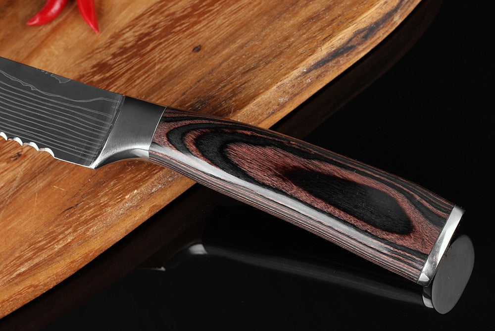 Vaisselle couteau professionnel pour pain - Lame en damas – Image 2
